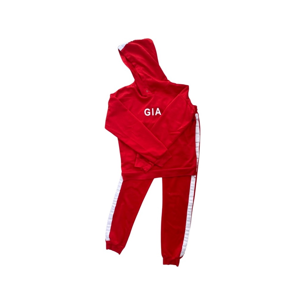 Red track suit